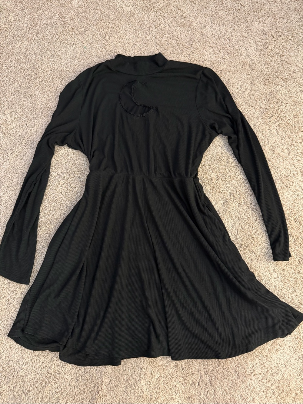 Hot Topic Black Long Sleeve Fit-and-Flare Mini Dress